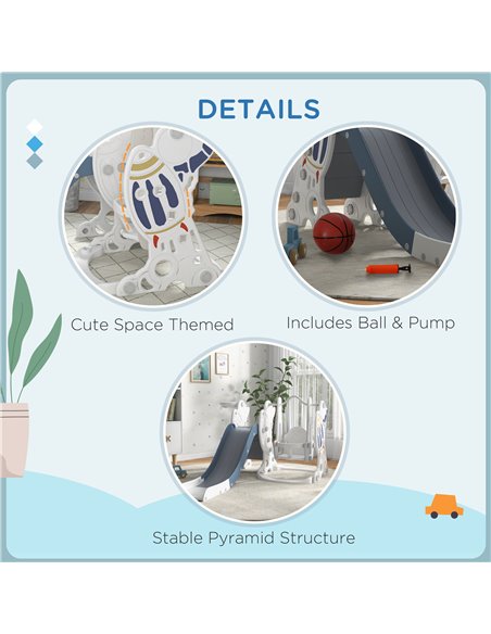 AIYAPLAY Space-Themed Kids Slide and Swing Set, with Basketball Hoop, Blue 331-038V00BU - pic 93329 | FastDaddyshop