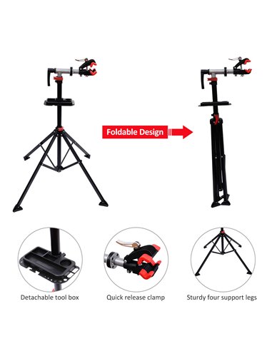HOMCOM Folding Bike Cycle Bicycle Maintenance Repair Stand Display Rack Tool Adjustable B4-0082