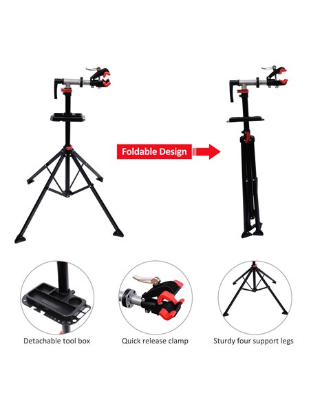 HOMCOM Folding Bike Cycle Bicycle Maintenance Repair Stand Display Rack Tool Adjustable B4-0082 - pic 93345 | FastDaddyshop