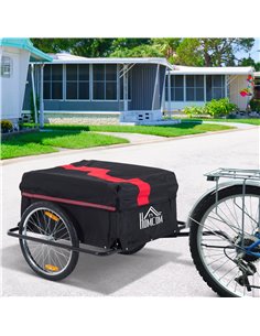 HOMCOM Bike Cargo Trailer W/Removable Cover-Red/Black 5664-0005R 2