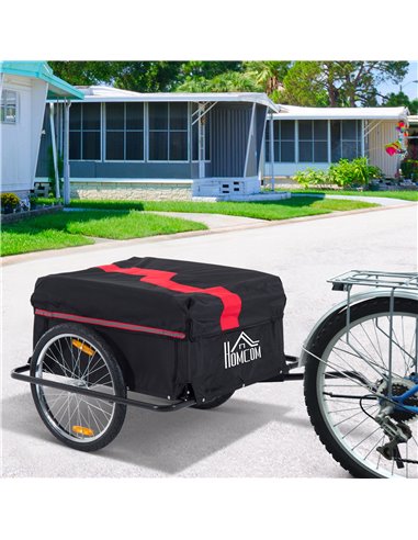 HOMCOM Bike Cargo Trailer W/Removable Cover-Red/Black 5664-0005R