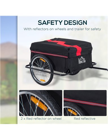 HOMCOM Bike Cargo Trailer W/Removable Cover-Red/Black 5664-0005R