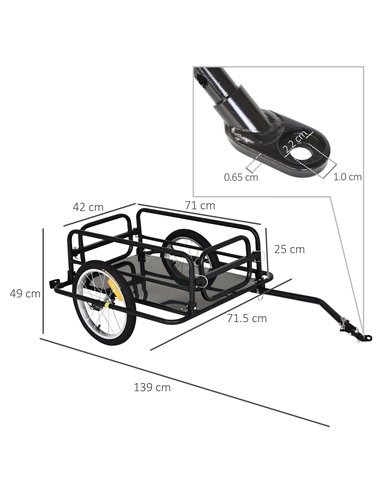 HOMCOM Bike Cargo Trailer in Steel Frame-Black B4-0008