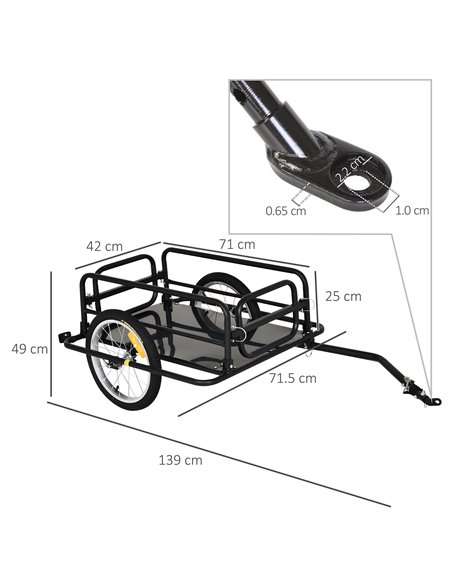 HOMCOM Bike Cargo Trailer in Steel Frame-Black B4-0008 - pic 93415 | FastDaddyshop