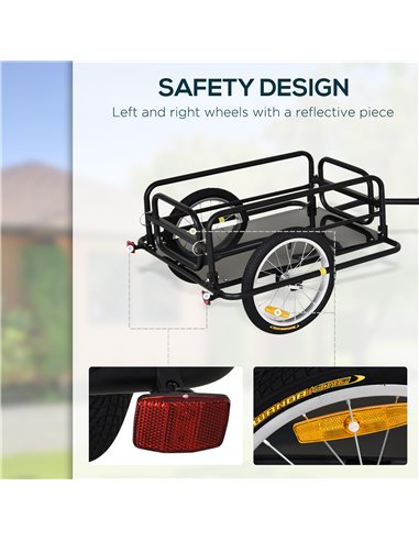 HOMCOM Bike Cargo Trailer in Steel Frame-Black B4-0008