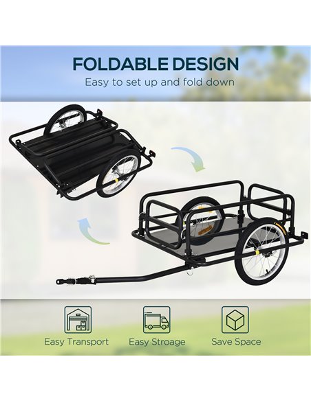 HOMCOM Bike Cargo Trailer in Steel Frame-Black B4-0008 - pic 93417 | FastDaddyshop