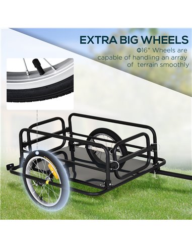 HOMCOM Bike Cargo Trailer in Steel Frame-Black B4-0008