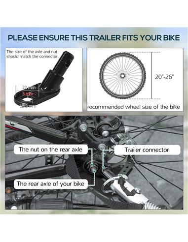 HOMCOM Bike Cargo Trailer in Steel Frame-Black B4-0008