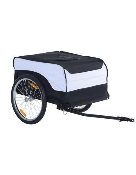 HOMCOM Folding Bike Trailer Cargo in Steel Frame Extra Bicycle Storage Carrier with Removable Cover and Hitch (White and Black)  - pic 93422 | FastDaddyshop