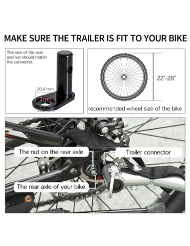 HOMCOM Folding Bike Trailer Cargo in Steel Frame Extra Bicycle Storage Carrier with Removable Cover and Hitch (White and Black) 