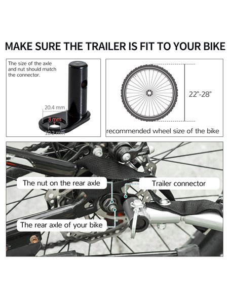 HOMCOM Folding Bike Trailer Cargo in Steel Frame Extra Bicycle Storage Carrier with Removable Cover and Hitch (White and Black)  - pic 93428 | FastDaddyshop