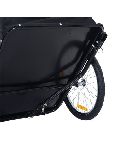 HOMCOM Folding Bike Trailer Cargo in Steel Frame Extra Bicycle Storage Carrier with Removable Cover and Hitch (White and Black) 
