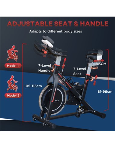 HOMCOM Belt-Driven Exercise Bike with LCD Display-Black A90-144