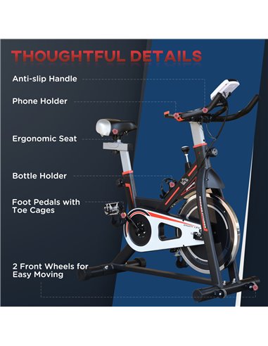 HOMCOM Belt-Driven Exercise Bike with LCD Display-Black A90-144