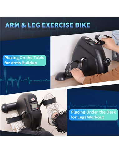 HOMCOM Mini Exercise Bike Fitness W/LCD Display, 9Wx 40Dx 31Hcm-Black A90-179BK
