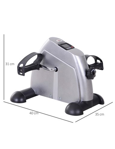 HOMCOM Mini Exercise Bike: LCD Display, Compact Fitness Equipment, Metallic Silver A90-179SR
