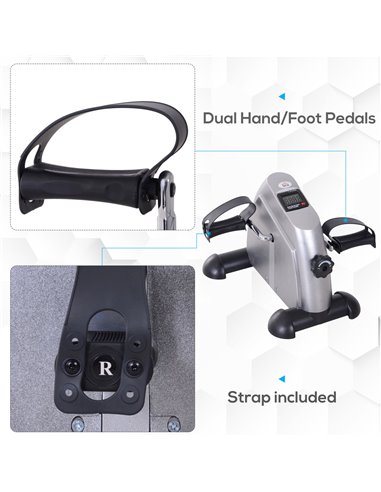 HOMCOM Mini Exercise Bike: LCD Display, Compact Fitness Equipment, Metallic Silver A90-179SR