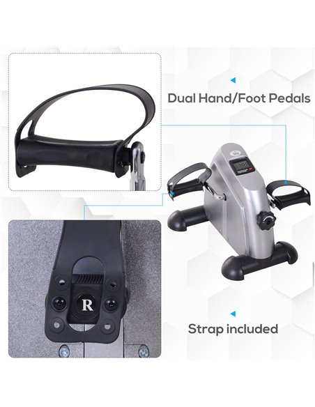 HOMCOM Mini Exercise Bike: LCD Display, Compact Fitness Equipment, Metallic Silver A90-179SR - pic 93480 | FastDaddyshop