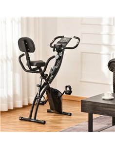 HOMCOM 2-in-1 Foldable Exercise Bike Recumbent Stationary Bike 8-Level Adjustable Magnetic Resistance with Pulse Sensor LCD Disp 2