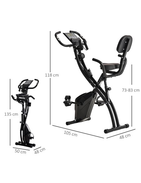 HOMCOM 2-in-1 Foldable Exercise Bike Recumbent Stationary Bike 8-Level Adjustable Magnetic Resistance with Pulse Sensor LCD Disp - pic 93496 | FastDaddyshop