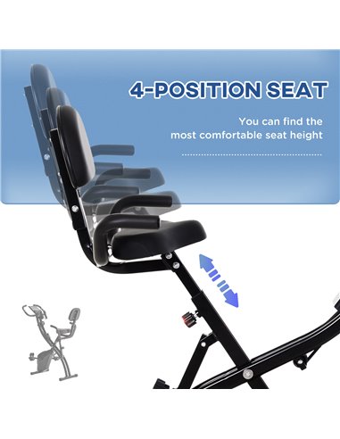 HOMCOM 2-in-1 Foldable Exercise Bike Recumbent Stationary Bike 8-Level Adjustable Magnetic Resistance with Pulse Sensor LCD Disp
