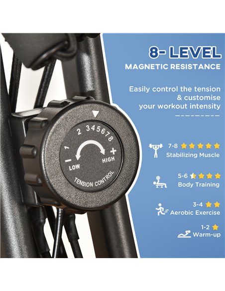 HOMCOM 2-in-1 Foldable Exercise Bike Recumbent Stationary Bike 8-Level Adjustable Magnetic Resistance with Pulse Sensor LCD Disp - pic 93499 | FastDaddyshop