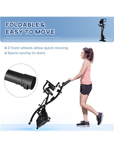 HOMCOM 2-in-1 Foldable Exercise Bike Recumbent Stationary Bike 8-Level Adjustable Magnetic Resistance with Pulse Sensor LCD Disp