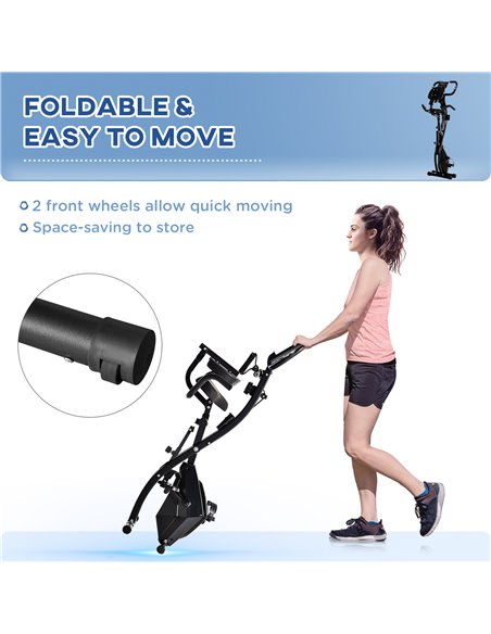 HOMCOM 2-in-1 Foldable Exercise Bike Recumbent Stationary Bike 8-Level Adjustable Magnetic Resistance with Pulse Sensor LCD Disp - pic 93500 | FastDaddyshop