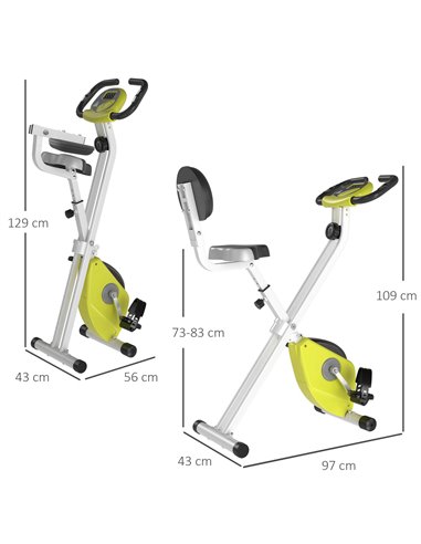 HOMCOM Folding Exercise Bike, Foldable 8-level Magnetic Resistance Cycling Bike for Home & Office with Adjustable Seat, LCD Moni
