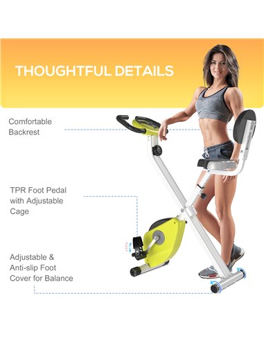 HOMCOM Folding Exercise Bike, Foldable 8-level Magnetic Resistance Cycling Bike for Home & Office with Adjustable Seat, LCD Moni