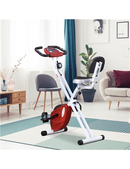 HOMCOM Steel Manual Stationary Bike Resistance Exercise Bike w/ LCD Monitor Red A90-192RD - pic 93513 | FastDaddyshop