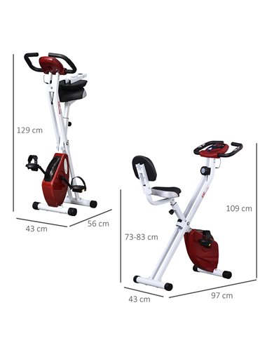 HOMCOM Steel Manual Stationary Bike Resistance Exercise Bike w/ LCD Monitor Red A90-192RD