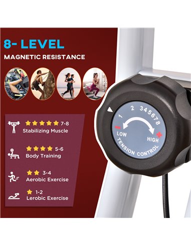 HOMCOM Steel Manual Stationary Bike Resistance Exercise Bike w/ LCD Monitor Red A90-192RD
