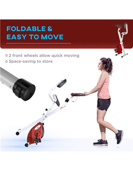 HOMCOM Steel Manual Stationary Bike Resistance Exercise Bike w/ LCD Monitor Red A90-192RD - pic 93517 | FastDaddyshop