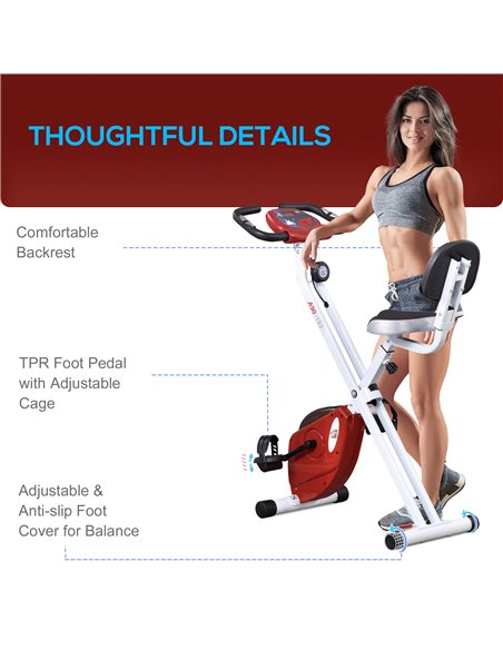 HOMCOM Steel Manual Stationary Bike Resistance Exercise Bike w/ LCD Monitor Red A90-192RD - pic 93518 | FastDaddyshop