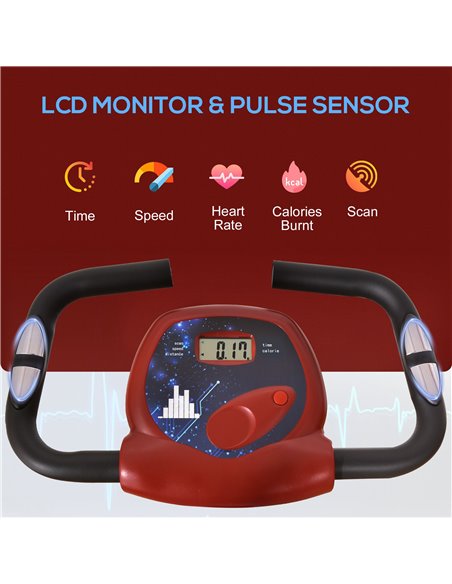 HOMCOM Steel Manual Stationary Bike Resistance Exercise Bike w/ LCD Monitor Red A90-192RD - pic 93519 | FastDaddyshop