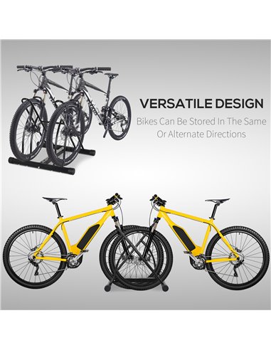 HOMCOM Steel Double-Sided Indoor Bike Rack Black AA0-059