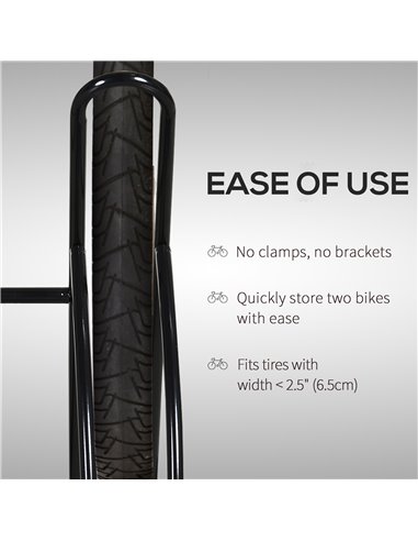 HOMCOM Steel Double-Sided Indoor Bike Rack Black AA0-059