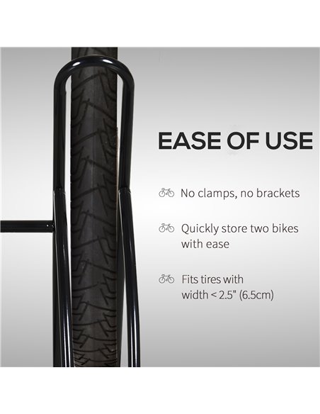 HOMCOM Steel Double-Sided Indoor Bike Rack Black AA0-059 - pic 93535 | FastDaddyshop