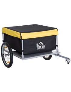 HOMCOM Steel Frame Bike Cargo Trailer Storage Cart and Luggage Trailer with Hitch Yellow 5664-0005Y