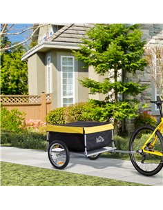 HOMCOM Steel Frame Bike Cargo Trailer Storage Cart and Luggage Trailer with Hitch Yellow 5664-0005Y 2