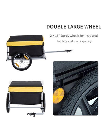 HOMCOM Steel Frame Bike Cargo Trailer Storage Cart and Luggage Trailer with Hitch Yellow 5664-0005Y - pic 93569 | FastDaddyshop