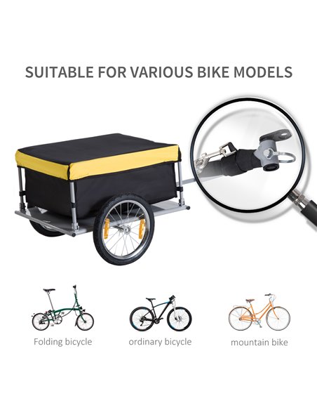 HOMCOM Steel Frame Bike Cargo Trailer Storage Cart and Luggage Trailer with Hitch Yellow 5664-0005Y - pic 93571 | FastDaddyshop