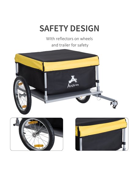 HOMCOM Steel Frame Bike Cargo Trailer Storage Cart and Luggage Trailer with Hitch Yellow 5664-0005Y - pic 93572 | FastDaddyshop