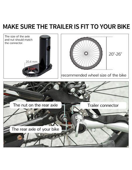 HOMCOM Steel Frame Bike Cargo Trailer Storage Cart and Luggage Trailer with Hitch Yellow 5664-0005Y - pic 93573 | FastDaddyshop