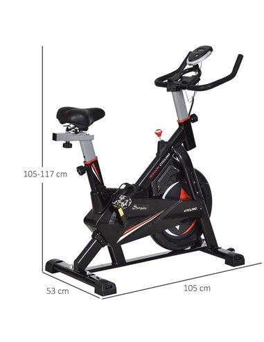 HOMCOM Steel Stationary Bike 5-Level Exercise Bike w/ LCD Monitor A90-200