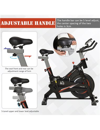 HOMCOM Steel Stationary Bike 5-Level Exercise Bike w/ LCD Monitor A90-200