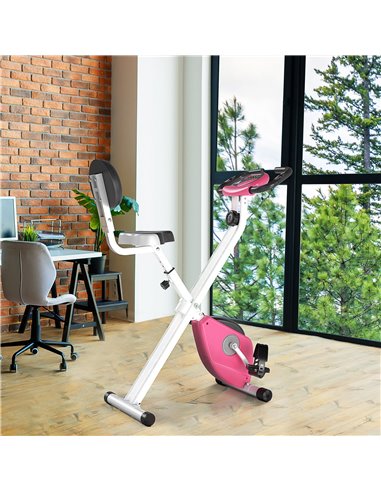 HOMCOM Magnetic Resistance Exercise Bike Foldable w/ LCD Monitor Adjustable Seat Heart Rate Monitors Foot Pads Home Office Fitne