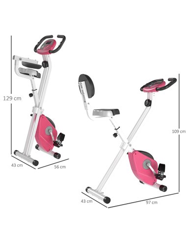 HOMCOM Magnetic Resistance Exercise Bike Foldable w/ LCD Monitor Adjustable Seat Heart Rate Monitors Foot Pads Home Office Fitne