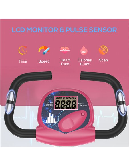 HOMCOM Magnetic Resistance Exercise Bike Foldable w/ LCD Monitor Adjustable Seat Heart Rate Monitors Foot Pads Home Office Fitne - pic 93605 | FastDaddyshop